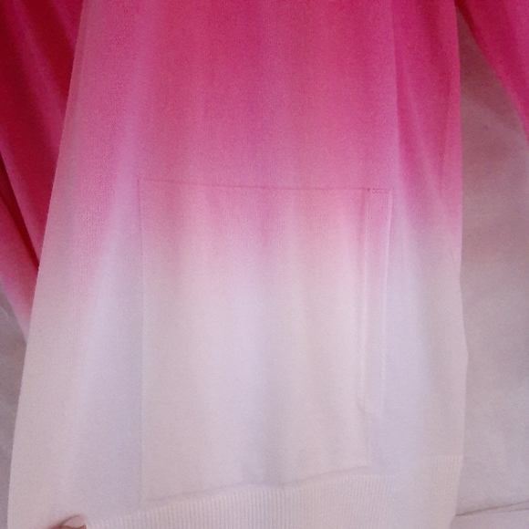 Lands End Pink Ombre Open Sweater cardigan jacket with pockets Sz Large NWOT - Picture 5 of 9